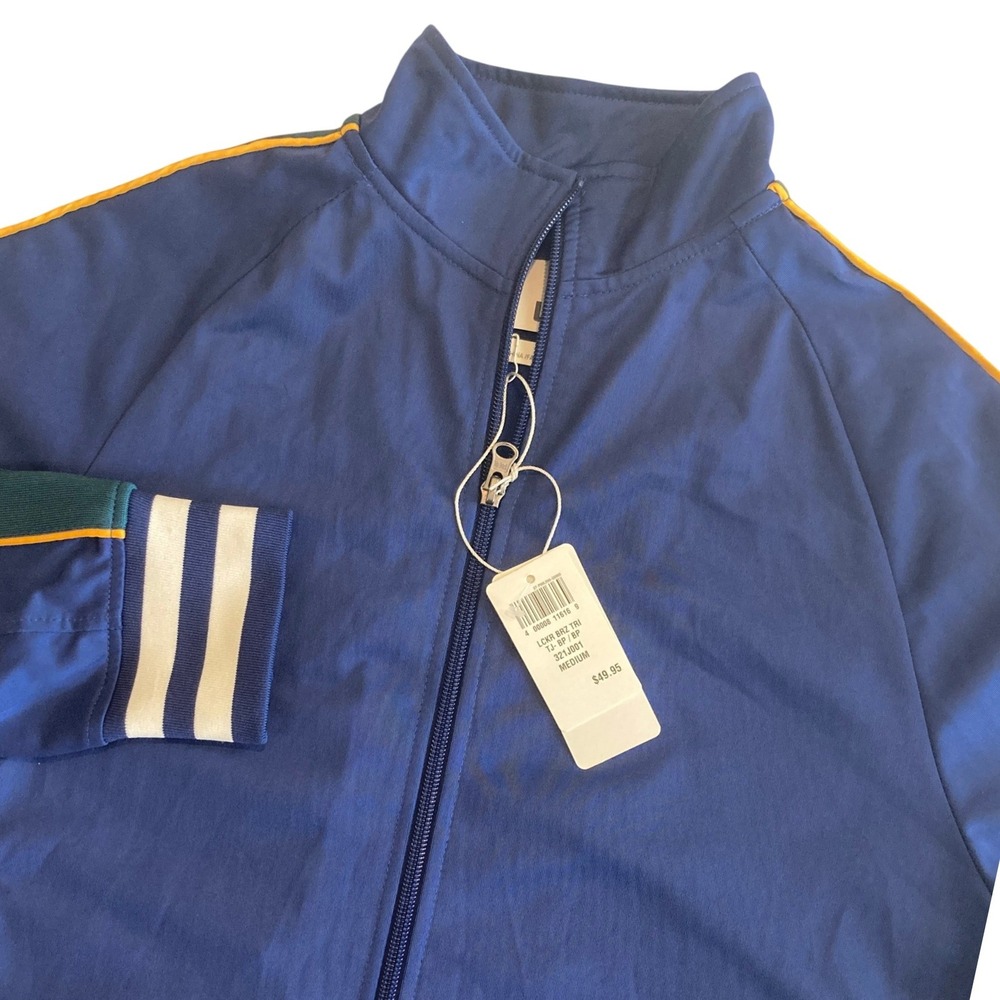 NEW LCKR Breeze Tricot Track Jacket Men Medium Blue Full Zip Striped 321J001 NWT